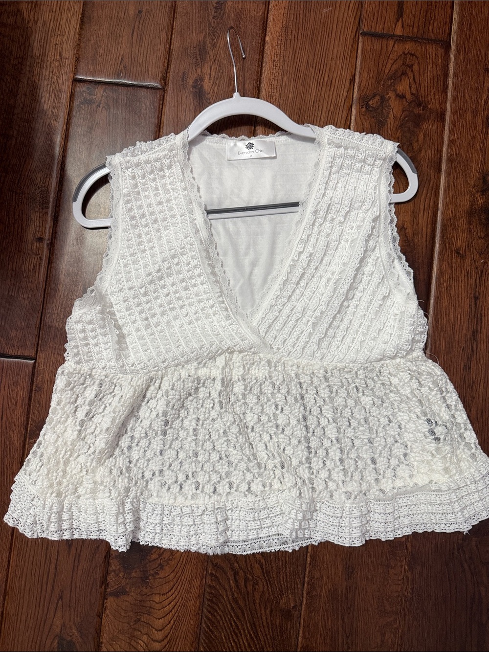 Lush White Crochet Peplum Camisole